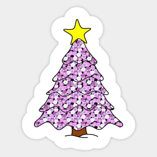 Christmas tree with purple flowers Sticker